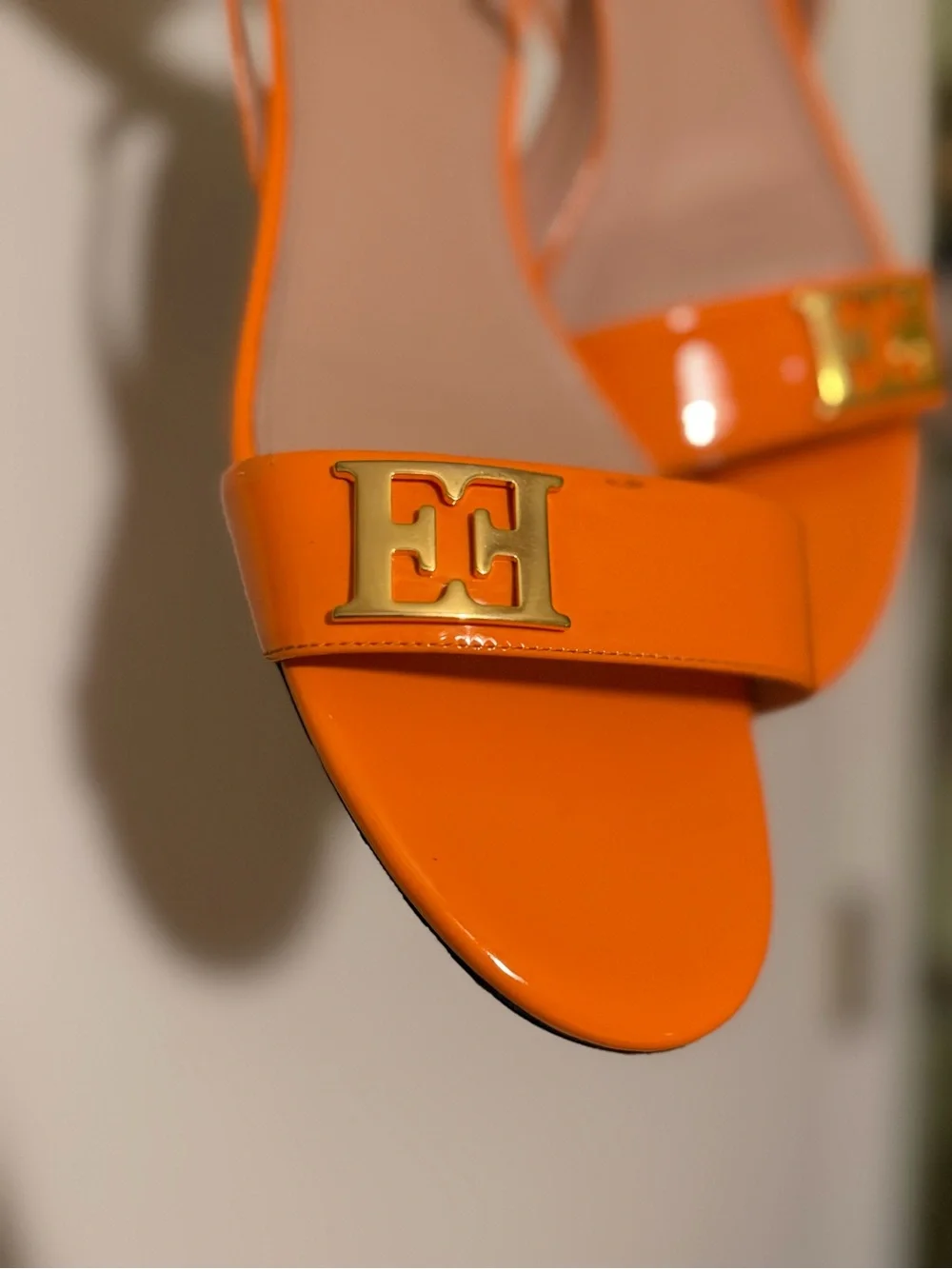 Escada Orange Patent Leather Slingback Sandals size 39.5 - Picture 4 of 9